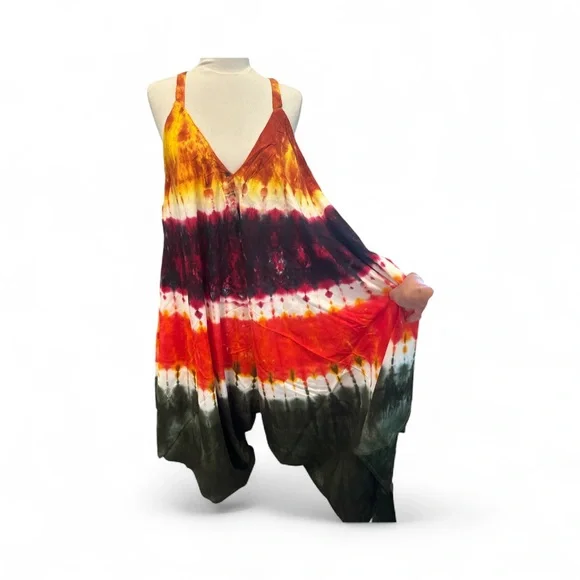 #511 Vibrant Tie-Dye Women's Jumpsuit - Picture 2 of 4